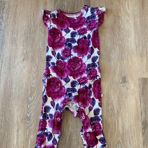 9-12 Violet Posh Peanut ruffles romper